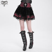 Load image into Gallery viewer, SKT23002 Black and red Summer Girls Gothic Rose Jacquard Skirts