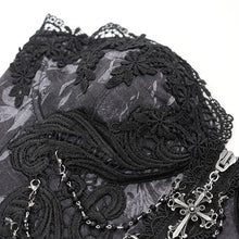Load image into Gallery viewer, ECST00801 black Gothic fringed iris one-piece bustle corset