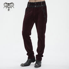 Load image into Gallery viewer, PT22602 Wine Gothic high waist chenille men's trousers