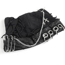 Load image into Gallery viewer, AS145 Punk torn big holes cat ear hat with chain