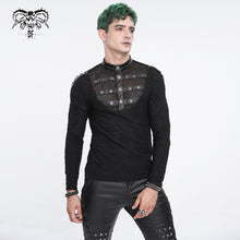 Load image into Gallery viewer, TT260 Punk knitted small stand collar men's T-shirt