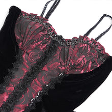 Load image into Gallery viewer, ESKT062 Burgundy rose jacquard fabric dress