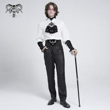 Load image into Gallery viewer, SHT02302 Gothic western fashion palace embroidered ruffled sleeves white men chiffon shirts