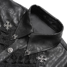 Load image into Gallery viewer, SHT15701 Black Two-Tone Woven Long-Sleeve Gothic Shirts