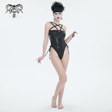 Load image into Gallery viewer, SST021 Pentagram Embossed Strappy One-Piece Swimsuit