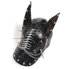 Load image into Gallery viewer, AS280 Cracked PU Doberman Cap with Mixed-Length Spikes