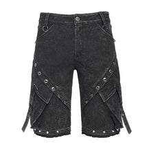 Load image into Gallery viewer, PT300 Punk-Style Straight-Leg Trousers with Acid-Wash Effect (Convertible into Shorts)