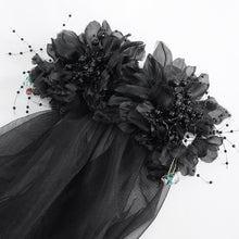 Load image into Gallery viewer, EAS016 Black beaded and diamond big flower veil