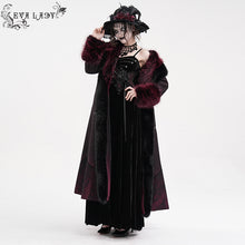 Load image into Gallery viewer, ECT016 thick warm gothic fur Black and red gradient nylon wool long coat