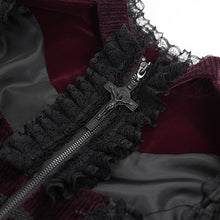 Load image into Gallery viewer, ECT01702 Black and red hollowed-out chest halter neck flared sleeves lace swallowtail coat