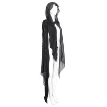 Load image into Gallery viewer, CA006 punk asymmetrical women broken holes black hooded cape
