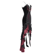 Load image into Gallery viewer, ESKT06302 Red Gothic fishtail dress with suspenders
