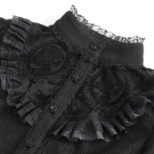 Load image into Gallery viewer, SHT113 Textured wool patchwork Queen's mesh stand-up collar one-piece long-sleeved shirt