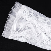 Load image into Gallery viewer, GE03702 Lolita White Rose Flower Mid-Length Ribbons Lace Gloves