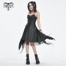 Load image into Gallery viewer, SKT192 Punk slightly shiny leather heart-shaped chain suspender dress