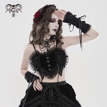 Load image into Gallery viewer, TT30901 Gothic-Style Heart-Shaped Strappy Cropped T-Shirt
