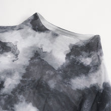 Load image into Gallery viewer, TT266 Punk tie-dyed mesh leather strip embellished women's T-shirt