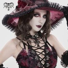 Load image into Gallery viewer, AS273 Gothic Necklace with Bow, Tassels, Lace, and Fine Beaded Chain Pendant