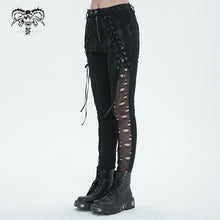 Load image into Gallery viewer, PT210 punk ripped mesh lace up trousers