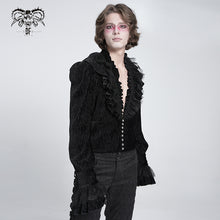 Load image into Gallery viewer, SHT13301 Black Pleated velvet V-neck shirt