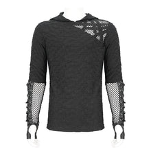 Load image into Gallery viewer, TT251 Punk wild grain knitted hooded men's T-shirt