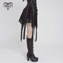 Load image into Gallery viewer, SKT25802 Punk Skull Mesh-Paneled, Snake-Print Faux Leather Micro-Mini Skirt with Multiple Straps