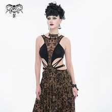 Load image into Gallery viewer, SKT09002 party Queen steampunk semilucent apricot hollow out sleeveless sexy ladies mesh dress