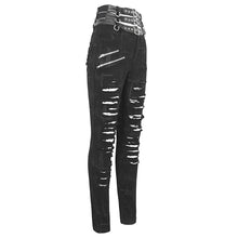 Load image into Gallery viewer, PT221 adjustable buckle waistband ripped women's pants