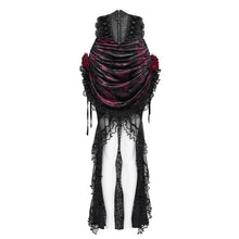 Load image into Gallery viewer, ESKT07802 Black and Red Velvet Paneling with Soft Rose Mesh Gothic Skirt
