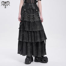 Load image into Gallery viewer, SKT233 Punk distressed long tiered skirt