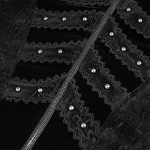 Load image into Gallery viewer, CT27001 Gothic pattern velvet long coat with multiple straps at the center front