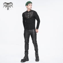 Load image into Gallery viewer, TT260 Punk knitted small stand collar men's T-shirt