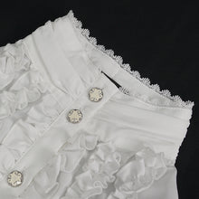 Load image into Gallery viewer, SHT10602 White chiffon smocked lace stand collar women's shirt