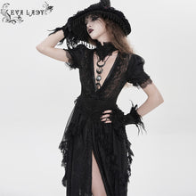 Load image into Gallery viewer, ESKT082 Gothic Branch-Embroidered Chiffon Long Cardigan Dress