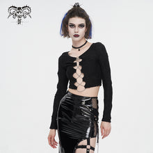 Load image into Gallery viewer, TT257 Women cutout long sleeves short T-shirt