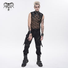 Load image into Gallery viewer, TT320 Distressed Mesh Round Neck Sleeveless Punk T-Shirt