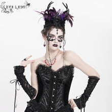 Load image into Gallery viewer, EAS033 Gothic black and purple feather antler crown
