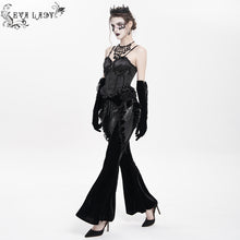 Load image into Gallery viewer, EPT02001 Velvet-knit flared trousers with side ruffles