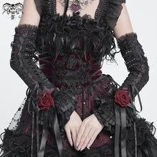 Load image into Gallery viewer, GE04902 Lolita Embroidered Velvet Rose Mid-Length Oversleeves