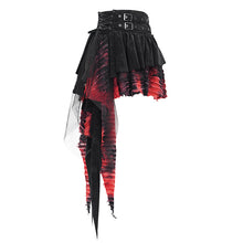 Load image into Gallery viewer, SKT210 Punk asymmetric black and red skirt