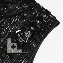 Load image into Gallery viewer, TT321 Punk Skull Mesh Hooded Sleeveless T-Shirt