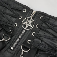 Load image into Gallery viewer, SKT166 Faux leather tied with rope pleated skirt with chain