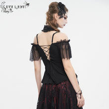 Load image into Gallery viewer, ETT032 Off-the-shoulder strappy ruffled short sleeves t-shirt
