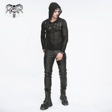 Load image into Gallery viewer, TT262 Punk striped knitted hooded T-shirt