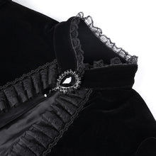 Load image into Gallery viewer, CT243 Reflective lace mesh stand collar gothic velvet women black jacket