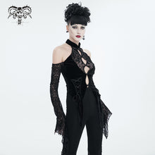 Load image into Gallery viewer, TT239 Inverted five-pointed star flocking strapless long sleeves T-shirt