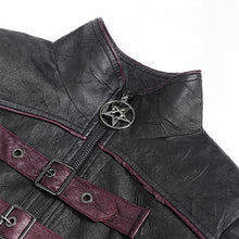 Load image into Gallery viewer, CT26301 Pleated Faux Leather Punk Jacket
