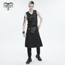 Load image into Gallery viewer, SKT175 Tie Dye Twill Faux Leather Waist Bag Men's Kilt