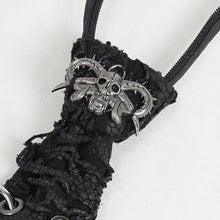 Load image into Gallery viewer, AS148 Ripped skull tie with metal buckle on both sides