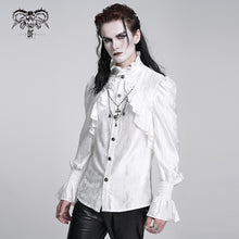 Load image into Gallery viewer, SHT12402 White Gothic pattern satin long-sleeved men shirts